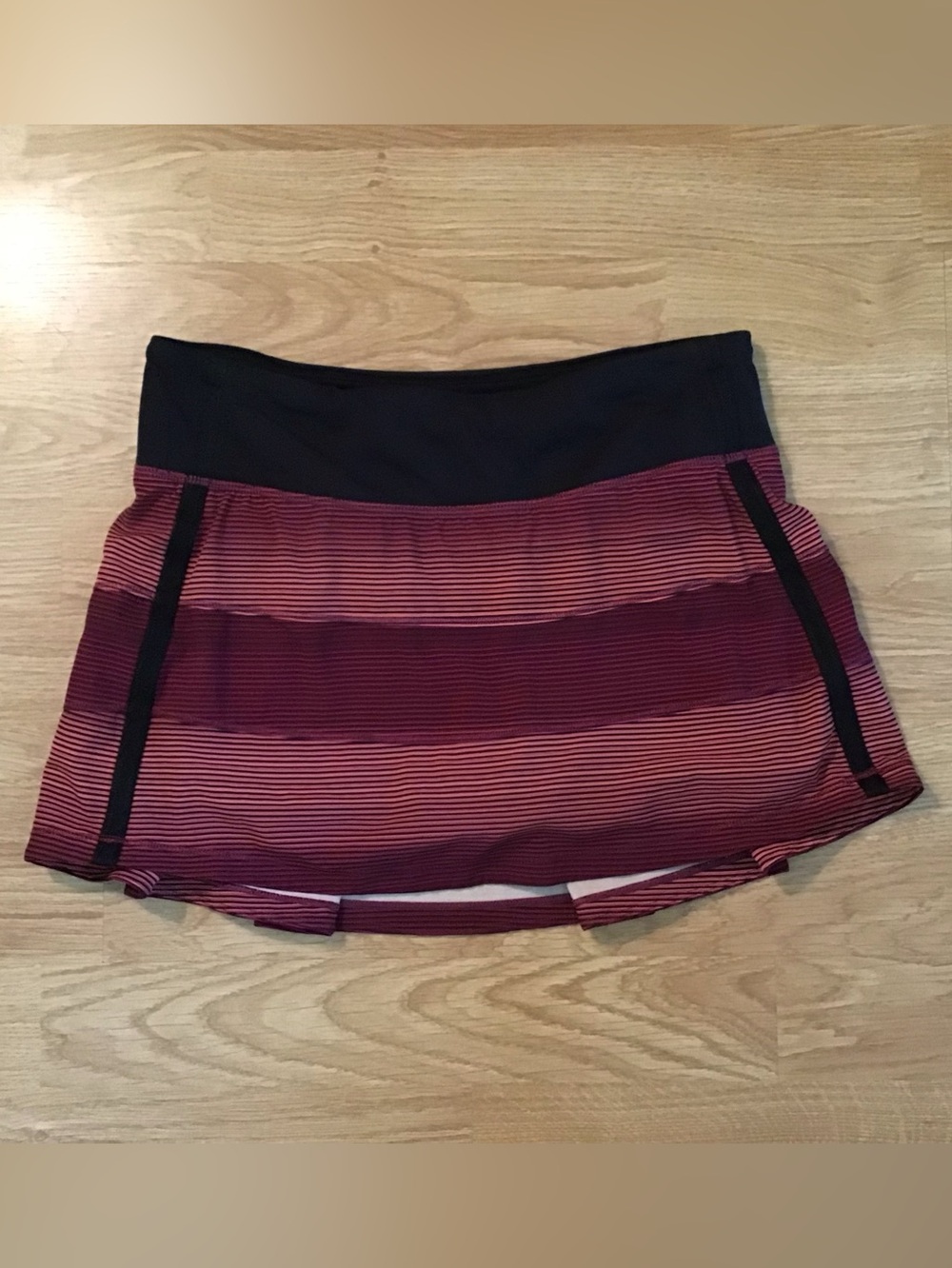 lululemon athletica Maroon and Black Striped Active Skort